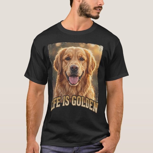 A Vida é Dourada Camiseta de Cachorro Retriever Do (Frente)