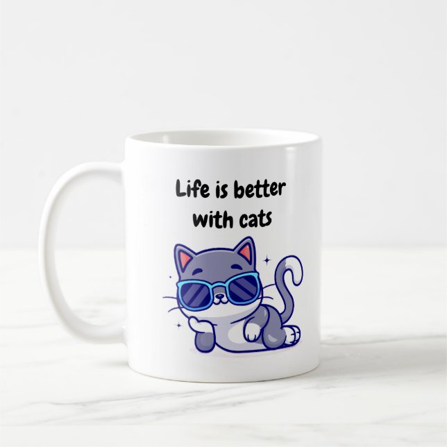A vida é melhor com a caneca de gatos (Esquerda)