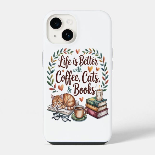 A Vida é Melhor com Café Gatos Livros (Verso)
