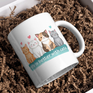 A Vida É Melhor Com Gatos Caneca de Café para Aman