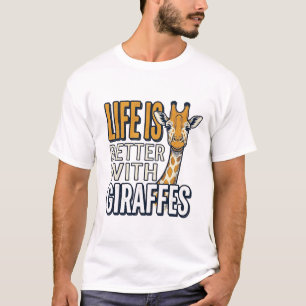 A Vida É Melhor Com Girafas Camisa Vintage Design_