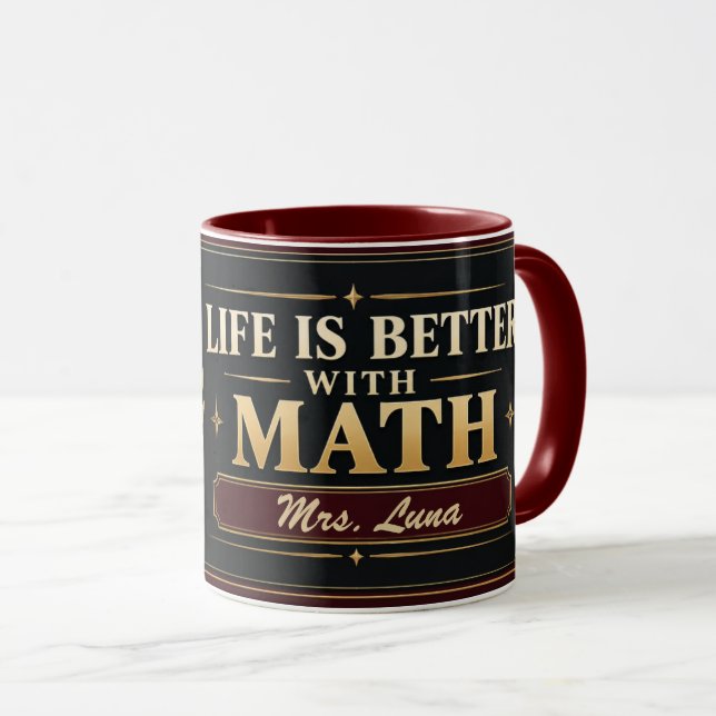 A Vida é Melhor Com Matemática Caneca Personalizad (Frente Esquerda)