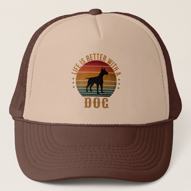 A VIDA É MELHOR COM UM CÃO BONÉ DE CAMINHONEIRO (Frente)