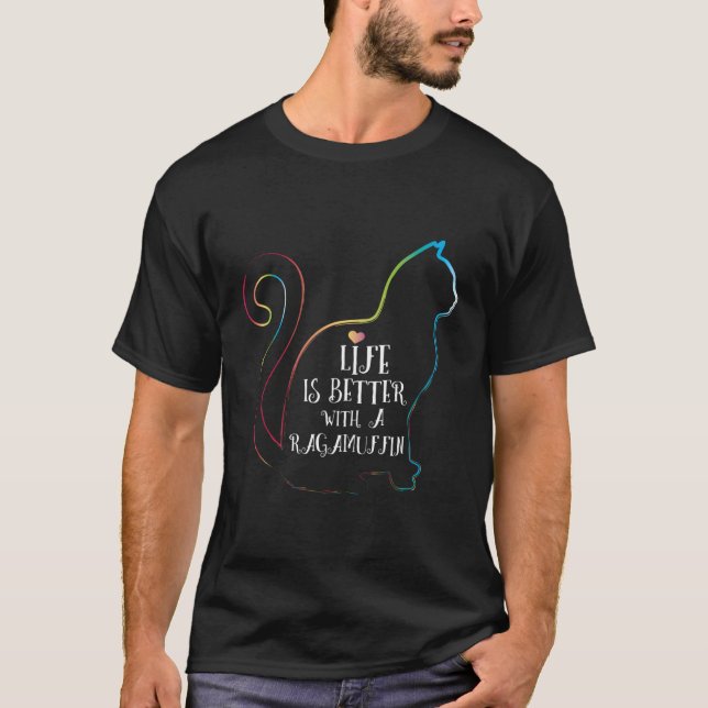 A Vida É Melhor Com Uma Camisa De Lover De Gato Ra (Frente)