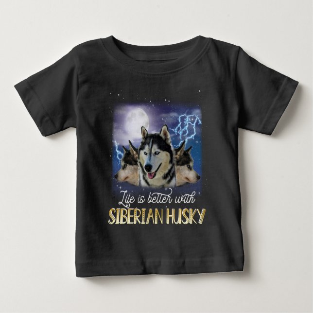 A Vida É Melhor Com Uma Camisa De T Husky Siberian (Frente)