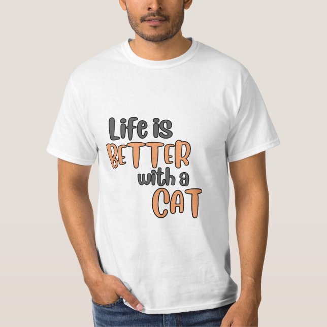 A VIDA É MELHOR COM UMA T-shirt DE GATO (Frente)