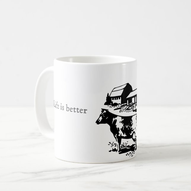 A vida é melhor na caneca de café da fazenda (Frente Esquerda)