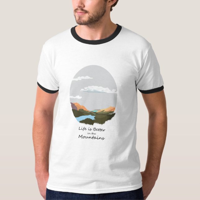 A vida é melhor na montanha T-Shirt (Frente)