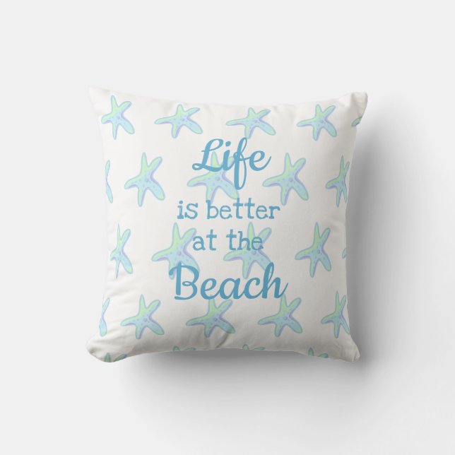 A vida é melhor na praia Almofada de lançamento de (Frente)