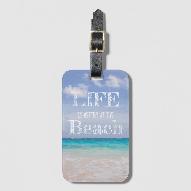 A Vida é Melhor na Praia Etiqueta de Bagagem (Frente Vertical)
