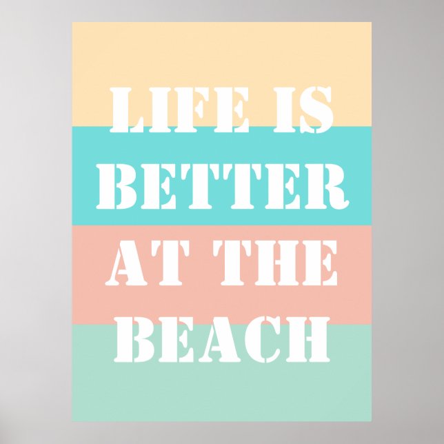 A vida é melhor na praia Retro Poster (Frente)