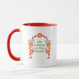 A Vida É Melhor No Jardim Caneca de Café