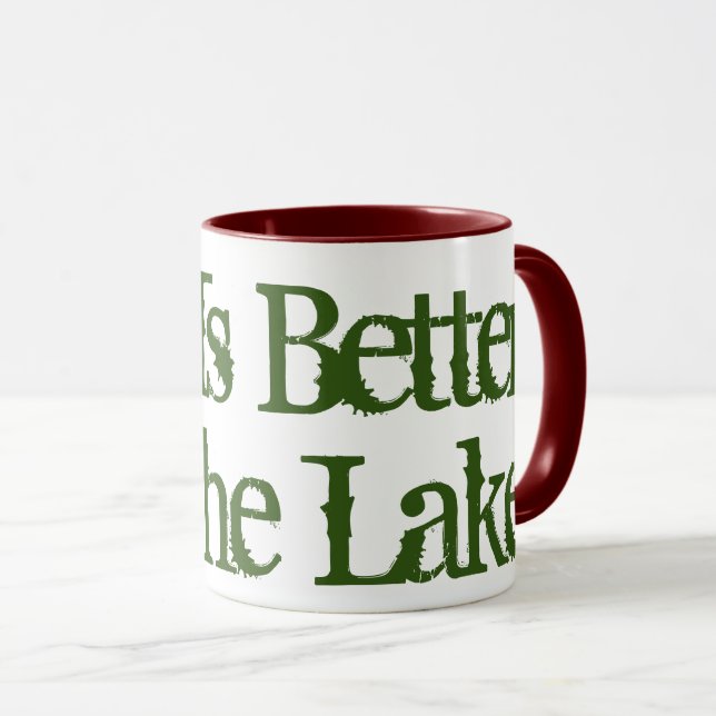 A vida é melhor no lago, uma caneca de café person (Frente Esquerda)