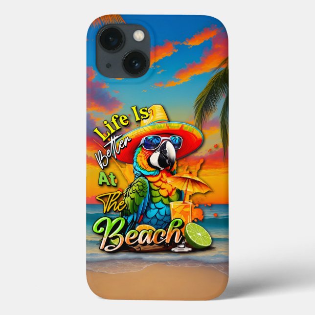 A Vida É Melhor No Papagaio Tropical De Praia (Verso)