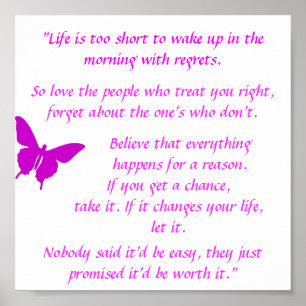 "A vida é muito curta" Poster motivacional