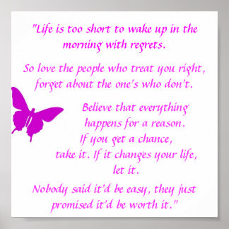 "A vida é muito curta" Poster motivacional