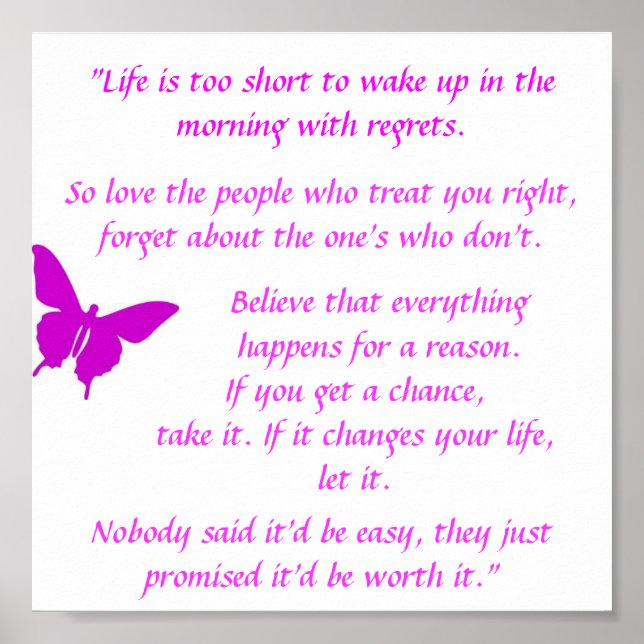 "A vida é muito curta" Poster motivacional (Frente)