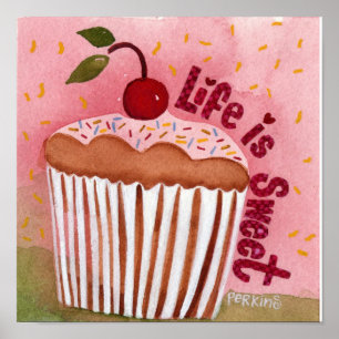 A vida é poster doce do cupcake