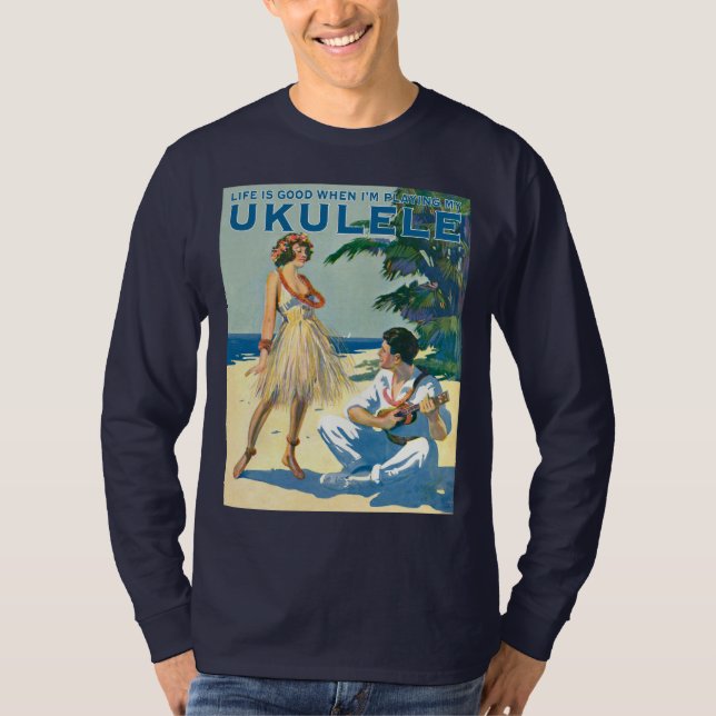 A vida é t-shirt longo escuro da luva dos bons (Frente)