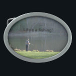 A vida é um cinto de pesca Sua FOTO<br><div class="desc">A vida é uma fotografia de pesca de um homem pescando num belo Primavera no lago do parque. Clique para personalizar texto ou carregar sua própria imagem. Fotografia original de TamiraZDesign.</div>