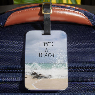 A vida é uma etiqueta de bagagem de praia