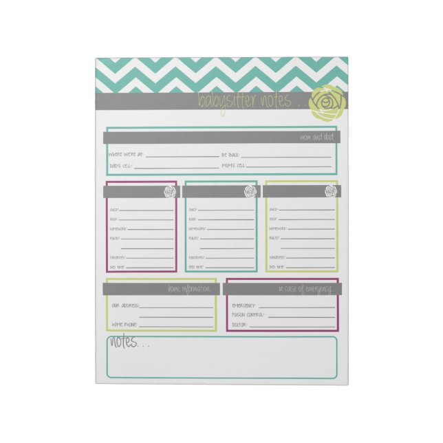 A vida. Mais organizado. Bloco de Notas do Babysit (Invertido)