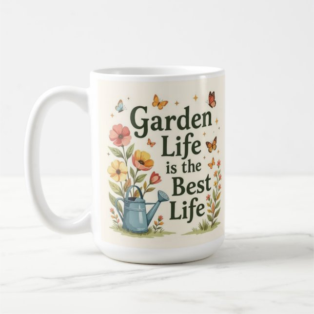 A vida no jardim é a melhor vida Caneca de café bo (Esquerda)