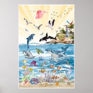 A Vida Selvagem dos Oceanos Arte de Parede Poster