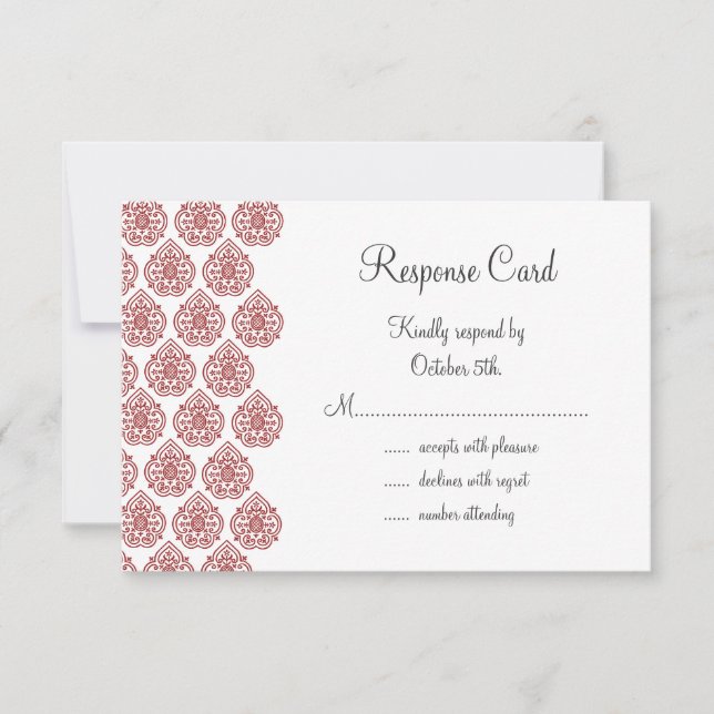 A Vintage Damask RSVP (vermelho) (Frente)