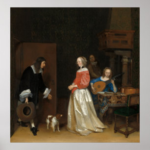 A visita do pretendente - Poster de arte Borch