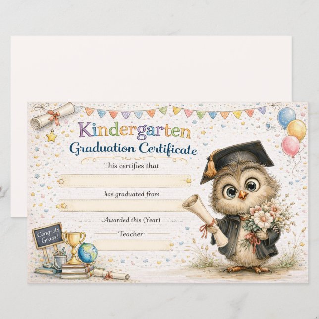 A Wise Little Owl Celebrating Graduation (Frente/Verso)