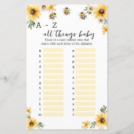 A-Z todas as coisas jogo de chá de bebê