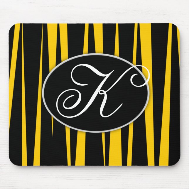 A zebra amarela listra Mousepads Monogrammed (Frente)