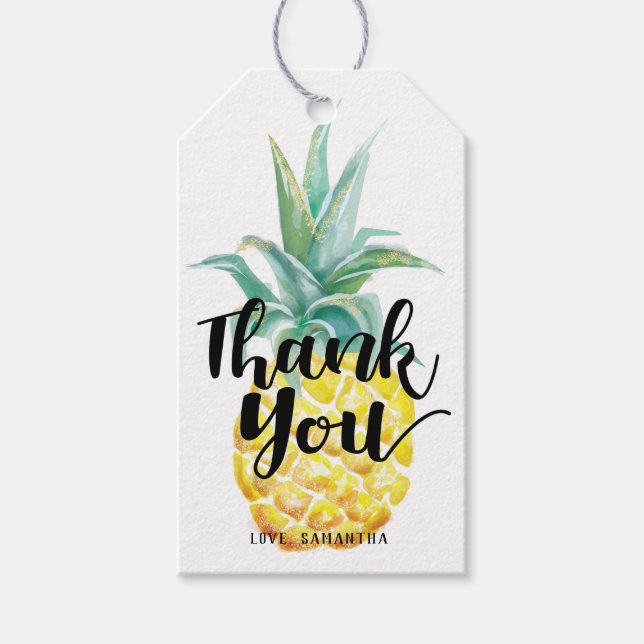 Abacaxi Aquarela Obrigado Etiqueta (Frente)