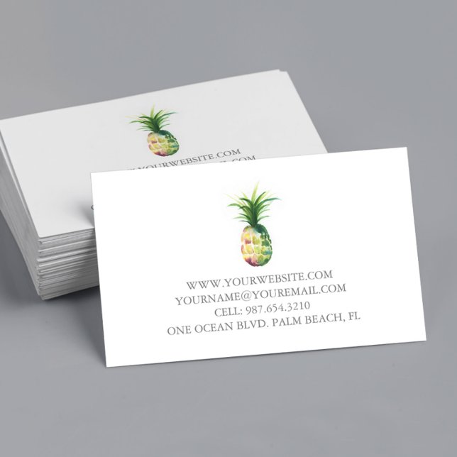 Abacaxi cartão de visita (Business cards unique watercolor pineapple art by Victoria Grigaliunas of Do Tell A Belle)