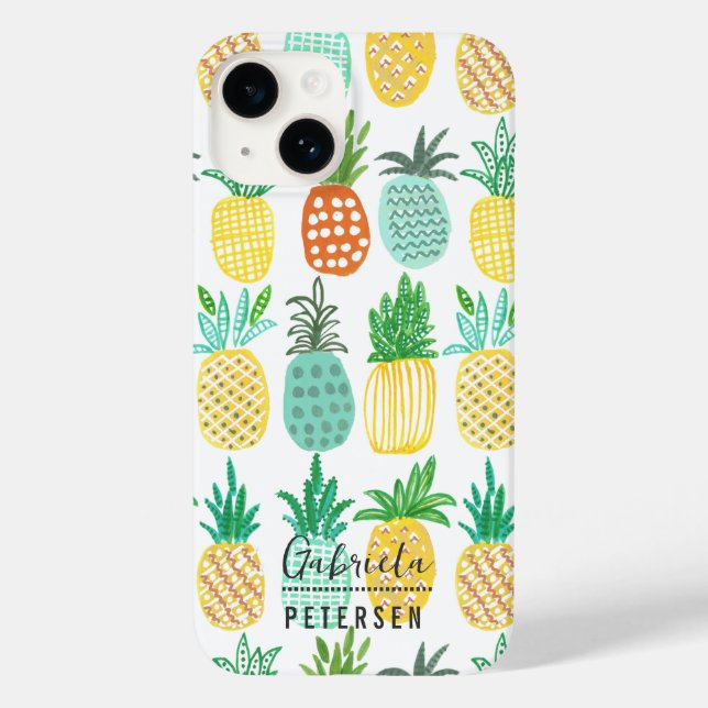 Abacaxi de Fruta Tropical Moderna | amarelo verde (Verso)