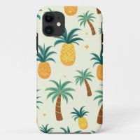 Abacaxi e padrão de árvore design iphone 11 capas