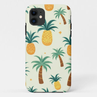 Abacaxi e padrão de árvore design iphone 11 capas