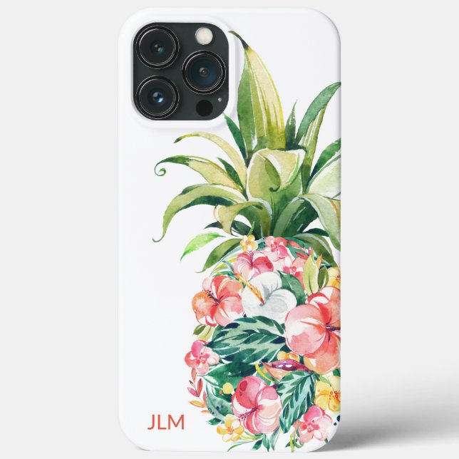 Abacaxi Floral Tropical de Cores Aquáticas com Ini (Verso)