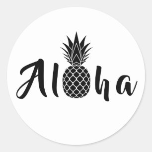 Abacaxi Preto Tropical Aloha! Adesivo redondo