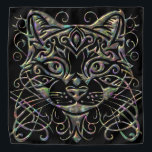 Abalone Dimensional Cat em Black Bandana<br><div class="desc">A história começa com um gato que gostava de sentar na minha cabeça quando eu estava lá fora colhendo feijão. O nome dela era Holly, a caçadora de excelentes. Outro gato que gostava de sentar na minha cabeça era Taffy. Como de costume, eu queria outro gato na minha cabeça, então...</div>