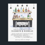 Abasteça o Bar | Convite de Chá de Panela de Casal<br><div class="desc">Com ilustrações de aquarela de um bar totalmente abastecido e tipografia fresca e limpa.  Um estoque de festa no bar é uma maneira incrível de presentear seus entes queridos recém-fiados com congratulações e presentes temáticos de bar para brindar ao casamento próximo!</div>