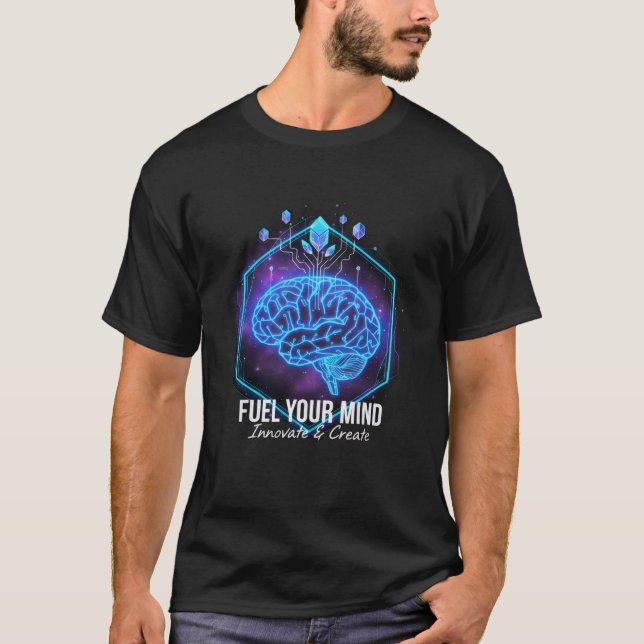 "ABASTECE A TUA MENTE" T-Shirt Tech Brain: (Frente)