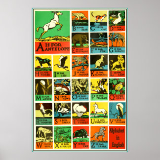 Abc Alphabet Animal poster - Quadro De Auxílios Ao
