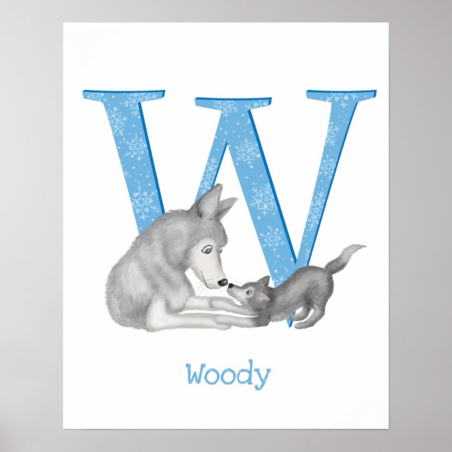 ABC Animal W é impressão de lobo (Frente)