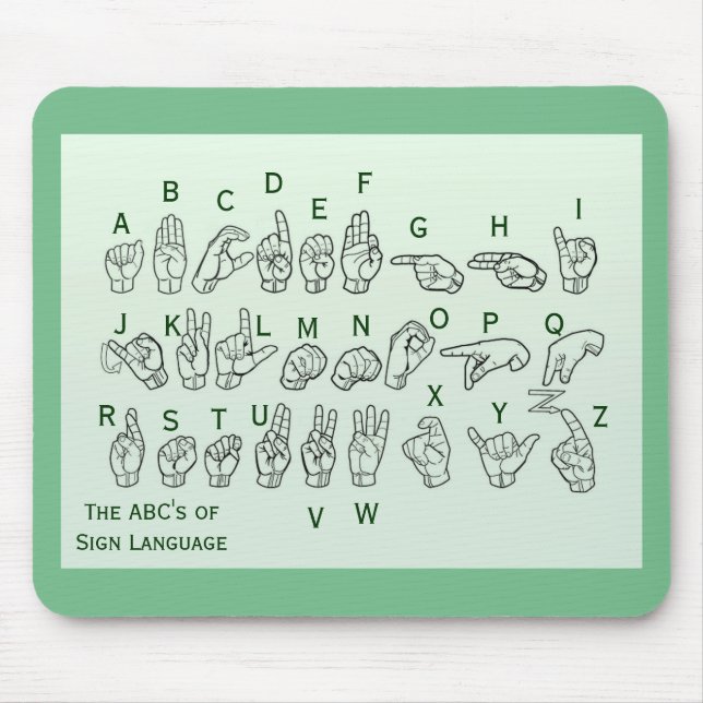 ABCs do linguagem gestual Mousepad por Janz (Frente)
