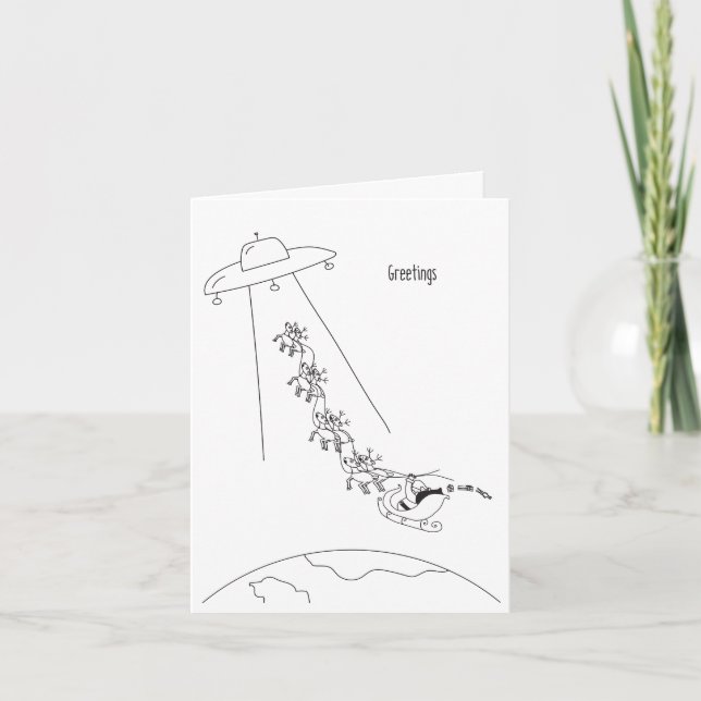 Abdução de alienígenas do cartão de Natal do Papai (Frente)