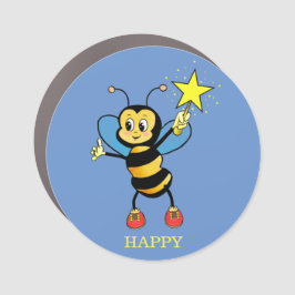 Abeia Mel Cute Feliz com Estrela no Azul Céu