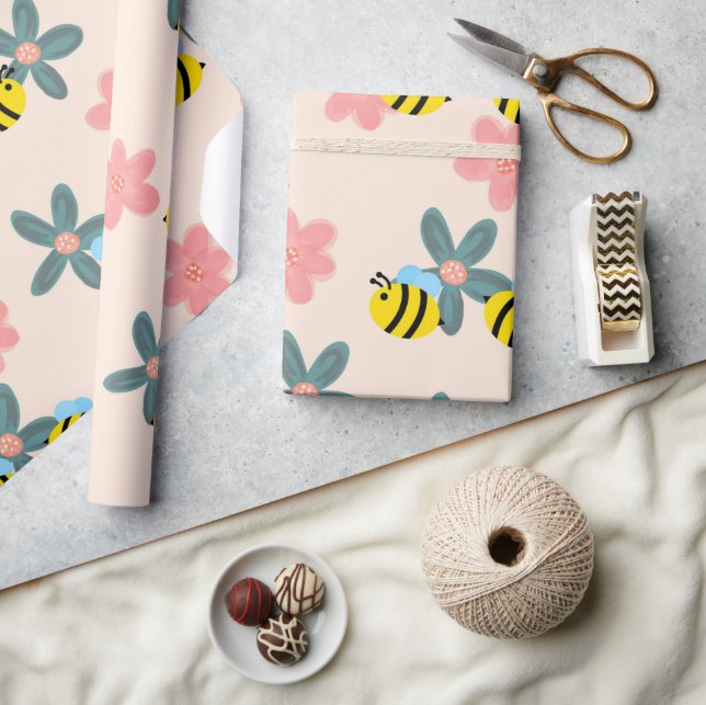 Abeilhas Ocupadas com papel de embrulho de Flor de (Artesanato)