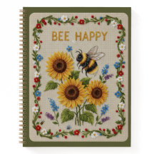 Abeja Feliz Bordado Abelha e Girassóis Floral
